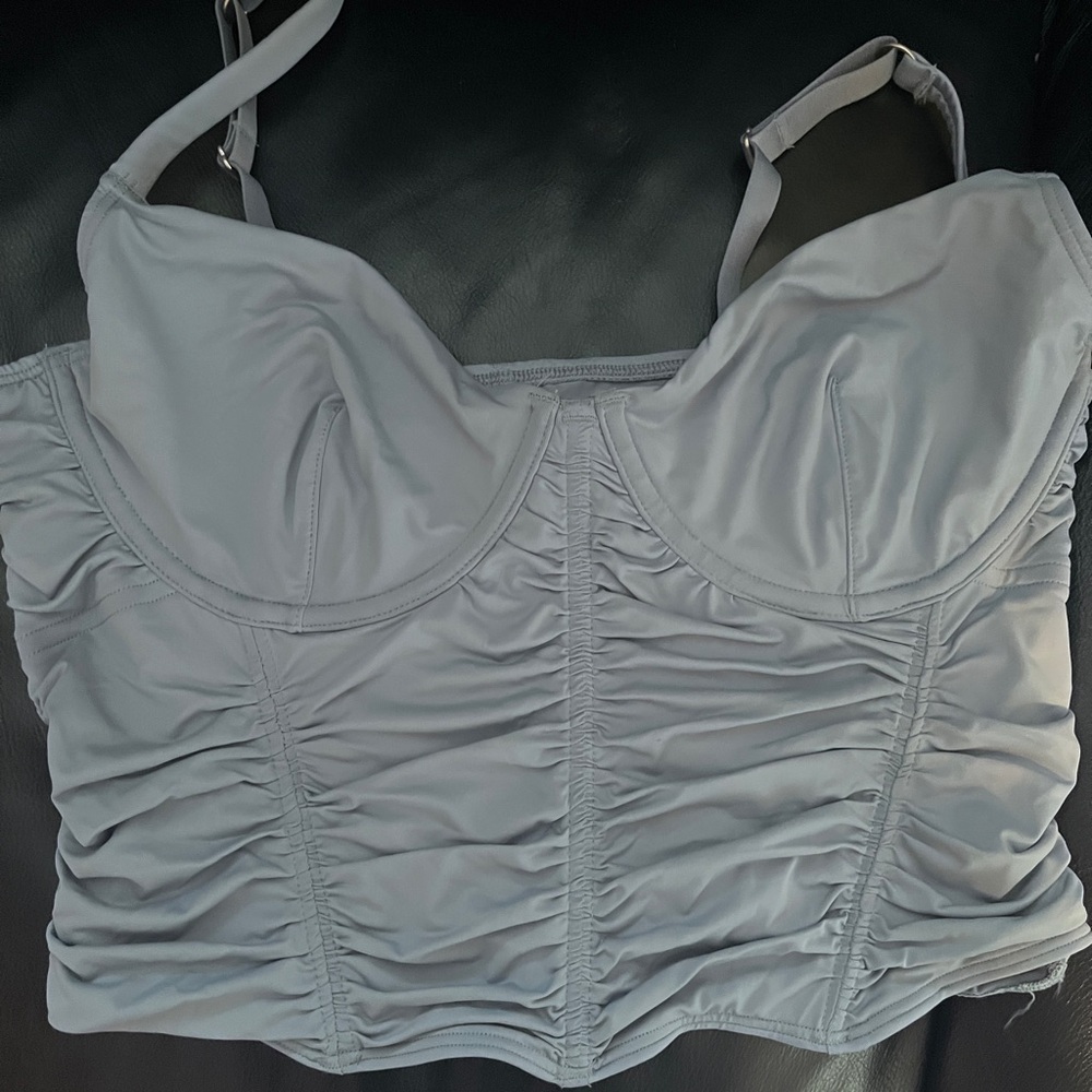 Hollister Gray Ruched Bustier Top